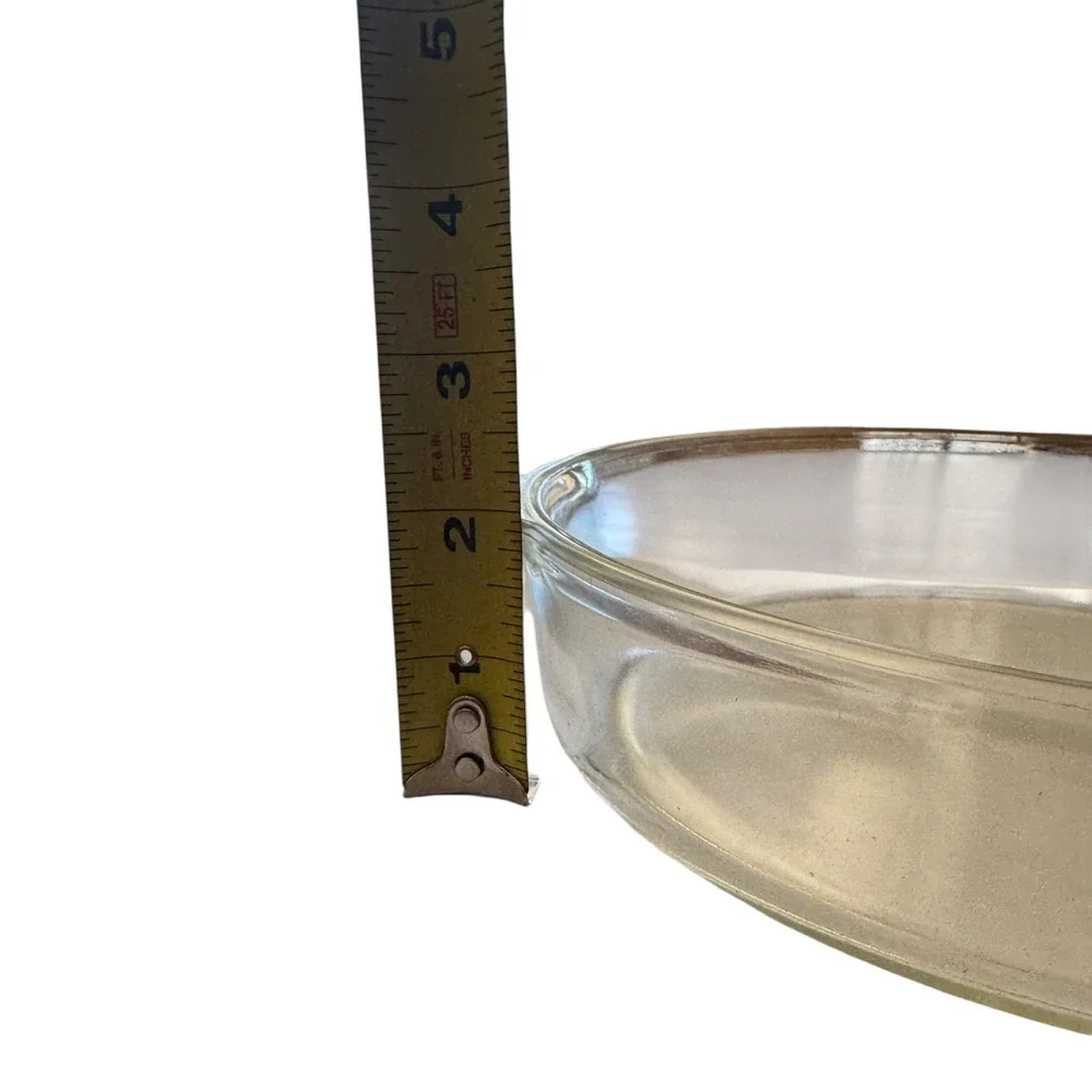 Vintage Pyrex Clear Glass Round Baking Dish Casserole Pan w/ Handles 221-AN 8.5